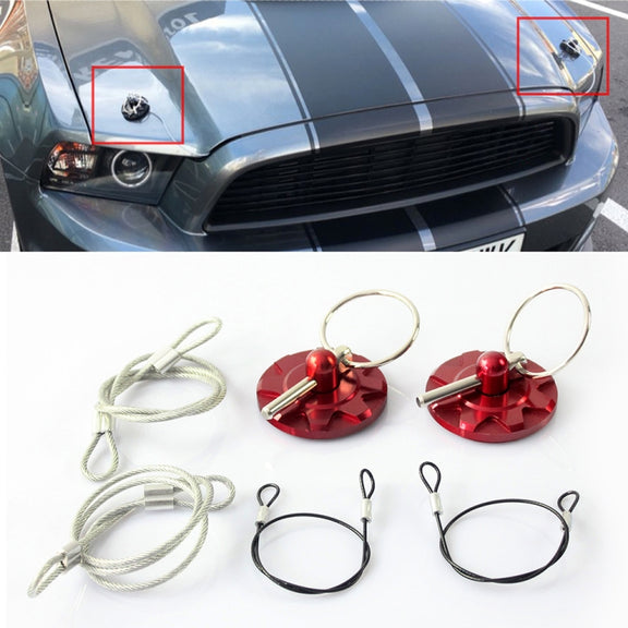 XH-6049 Car Universal Modified Racing Punch-free Aluminum Engine Hood Lock Cover(Red)
