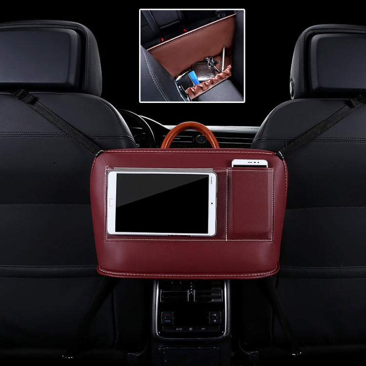 Car Front Seat Hanging Bag Mobile Phone Storage Bag (Wine Red)