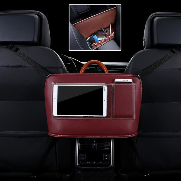Car Front Seat Hanging Bag Mobile Phone Storage Bag (Wine Red)