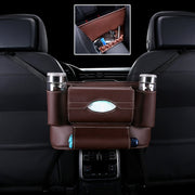 Car Front Seat Hanging Bag Paper Towel / Water Cup Storage Bag(Coffee)