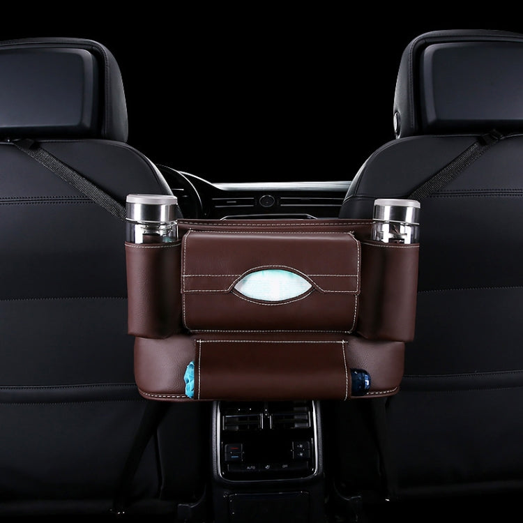 Car Front Seat Hanging Bag Paper Towel / Water Cup Storage Bag(Coffee)