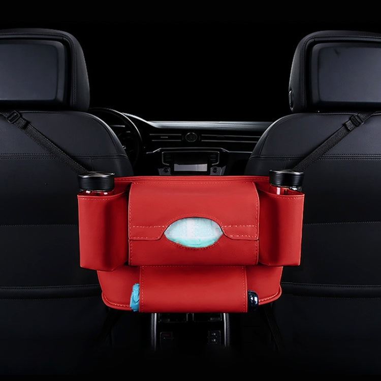 Car Front Seat Hanging Bag Paper Towel / Water Cup Storage Bag(Red)
