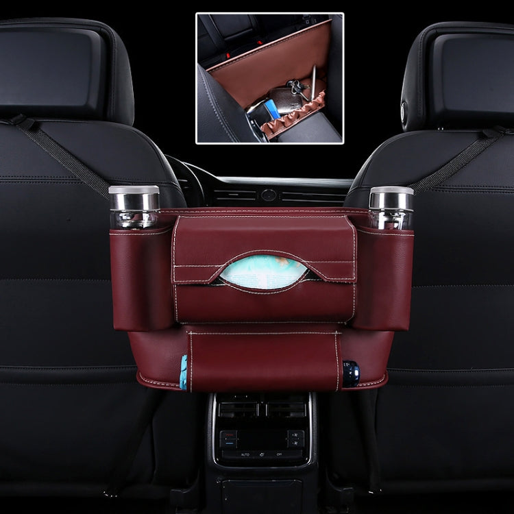 Car Front Seat Hanging Bag Paper Towel / Water Cup Storage Bag(Wine Red)