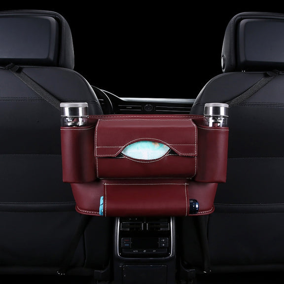 Car Front Seat Hanging Bag Paper Towel / Water Cup Storage Bag(Wine Red)
