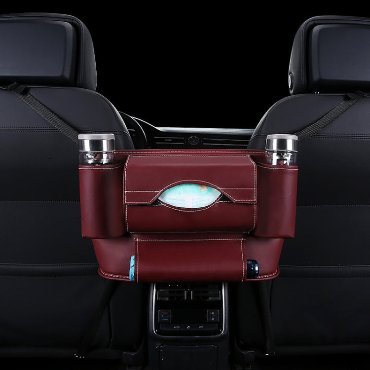 Car Front Seat Hanging Bag Paper Towel / Water Cup Storage Bag(Wine Red)