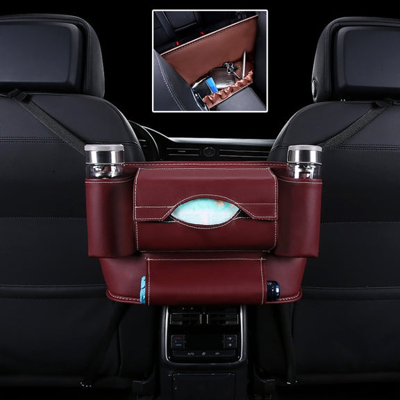 Car Front Seat Hanging Bag Paper Towel / Water Cup Storage Bag(Wine Red)