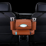 Car Front Seat Hanging Bag Paper Towel / Water Cup Storage Bag(Brown)