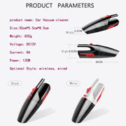 Car Wired Portable 120W Handheld Powerful Vacuum Cleaner with LED Light Cable Length: 5m(White)