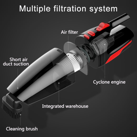 Car Wired Portable 120W Handheld Powerful Vacuum Cleaner with LED Light Cable Length: 5m(White)