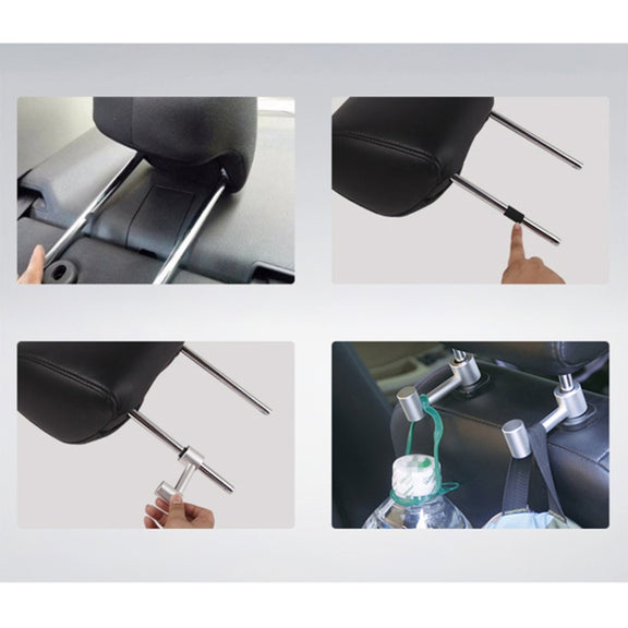 Car Hidden Creative Aluminum Alloy Seat Hook Organizer Storage Hanger (Silver)