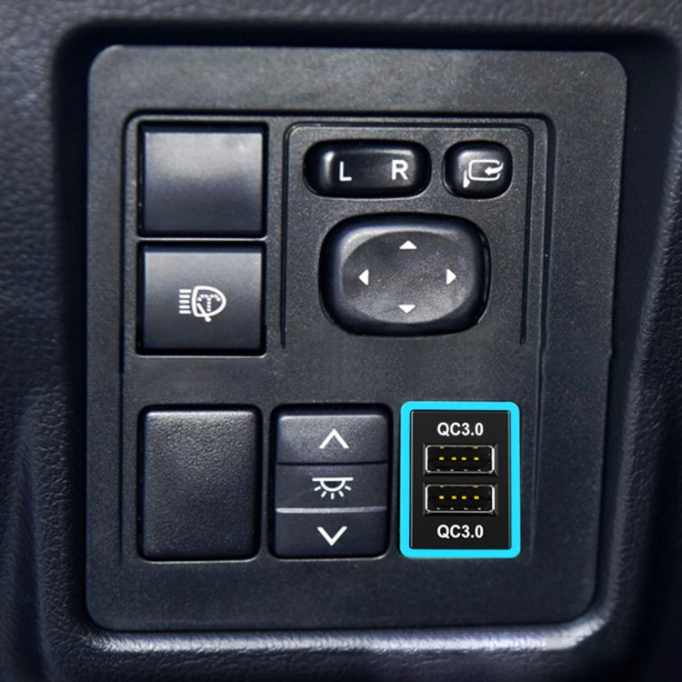 Car QC3.0 Fast Charge USB Interface Modification Charger for Toyota, Fuse to Take Power(Ice Blue Light)