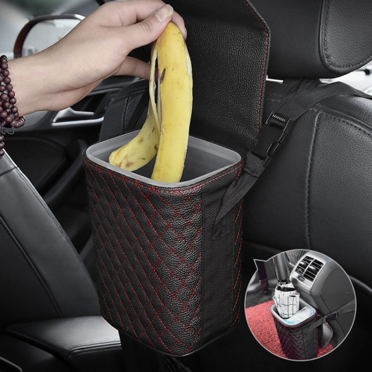 Car Back Seat Hook Garbage Can Car Storage Box (Black)