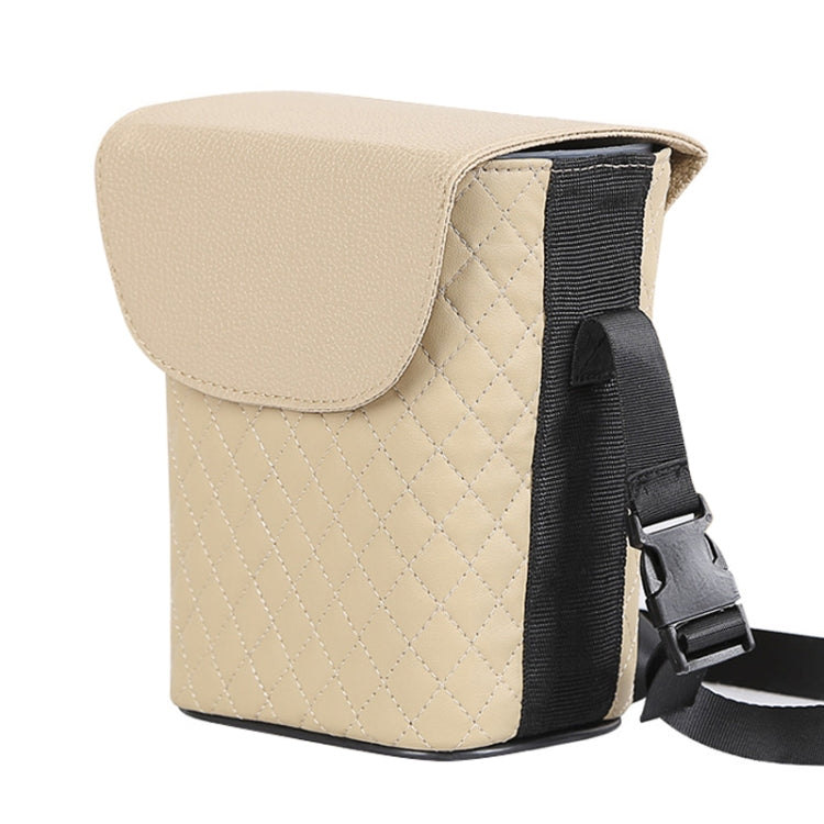 Car Back Seat Hook Garbage Can Car Storage Box (Beige)