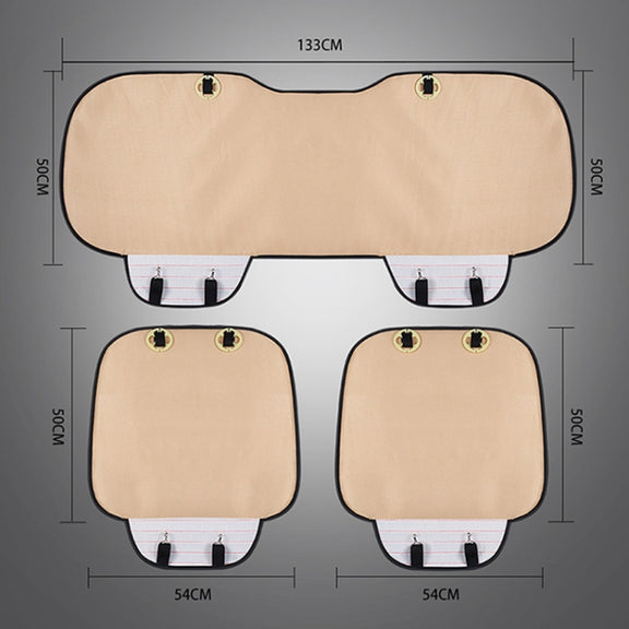 3 in 1 Car Seat Cushion Free Binding Half Inclusive Seat Mat Set (Beige)