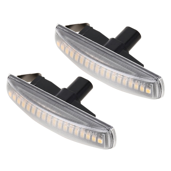 2 PCS DC12V / 3W Car LED Dynamic Blinker Side Lights Flowing Water Turn Signal Light for Land Rover, Amber Light (Transparent)