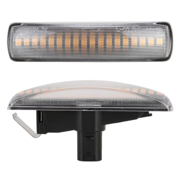 2 PCS DC12V / 3W Car LED Dynamic Blinker Side Lights Flowing Water Turn Signal Light for Land Rover, Amber Light (Transparent)
