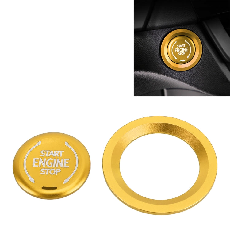 Car Engine Start Key Push Button Ring Trim Metal Sticker Decoration for Cadillac CT5 CT4 XT4 XT6 / Chevrolet Silverado (Gold)
