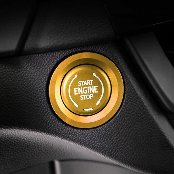 Car Engine Start Key Push Button Ring Trim Metal Sticker Decoration for Cadillac CT5 CT4 XT4 XT6 / Chevrolet Silverado (Gold)