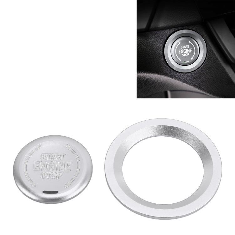 Car Engine Start Key Push Button Ring Trim Metal Sticker Decoration for Cadillac CT5 CT4 XT4 XT6 / Chevrolet Silverado (Silver)