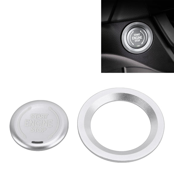 Car Engine Start Key Push Button Ring Trim Metal Sticker Decoration for Cadillac CT5 CT4 XT4 XT6 / Chevrolet Silverado (Silver)