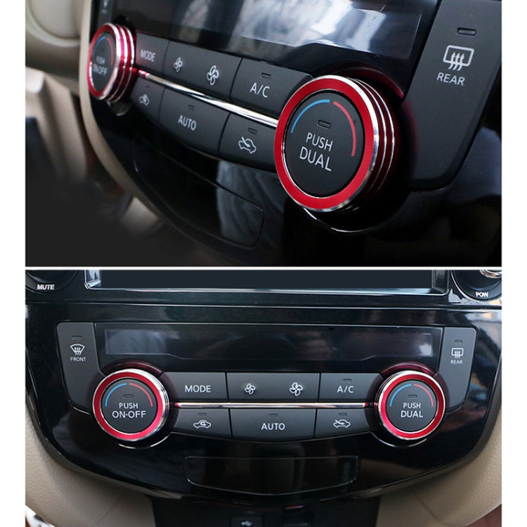 2 PCS Car Metal Air Conditioner Knob Case for Nissan X-TRAIL (Red)