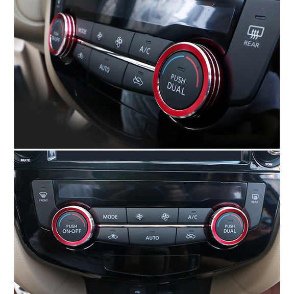 2 PCS Car Metal Air Conditioner Knob Case for Nissan X-TRAIL (Red)