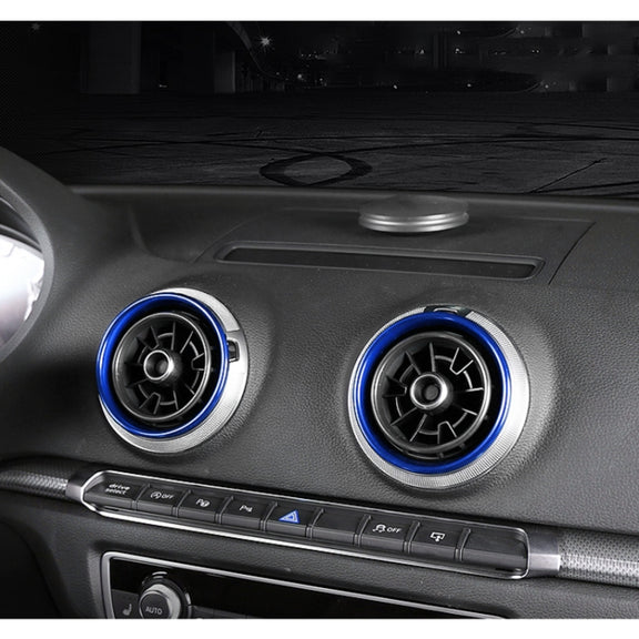 4 PCS Car Metal Air Outlet Decorative Outside Ring for Audi A3 / S3 / Q2L (Blue)
