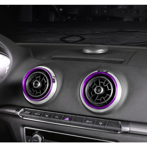 4 PCS Car Metal Air Outlet Decorative Outside Ring for Audi A3 / S3 / Q2L (Purple)
