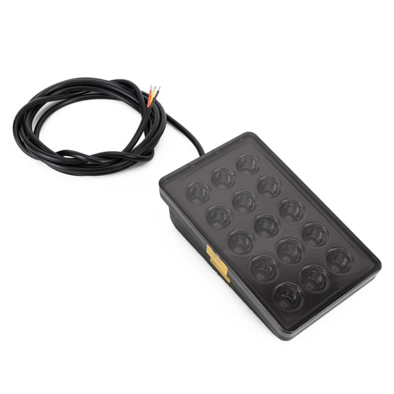 DC12V 1W Car Square Highlight Brake Lights Reversing Light with 15LEDs SMD-3528 (Black)