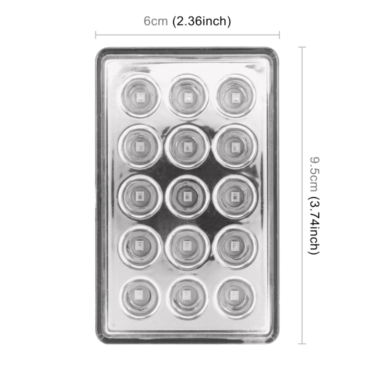 DC12V 1W Car Square Highlight Brake Lights Reversing Light with 15LEDs SMD-3528 (Transparent)