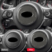 Car Carbon Fiber Steering Wheel Decorative Sticker for Subaru BRZ 2013-2017, Left and Right Drive Universal (Black)