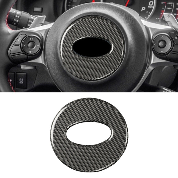 Car Carbon Fiber Steering Wheel Decorative Sticker for Subaru BRZ 2013-2017, Left and Right Drive Universal (Black)
