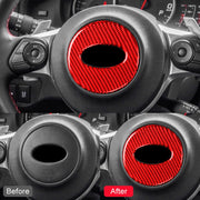 Car Carbon Fiber Steering Wheel Decorative Sticker for Subaru BRZ 2013-2017, Left and Right Drive Universal (Red)