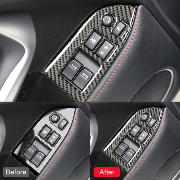 Car Carbon Fiber Window Glass Lifting Panel Decorative Sticker for Subaru BRZ / Toyota 86 2013-2017, Left Drive (Black)