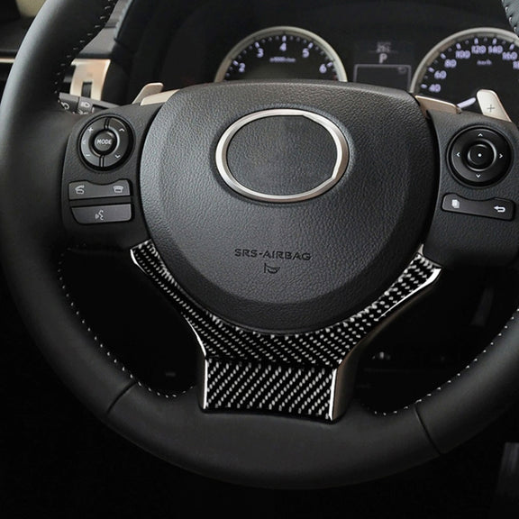 Car Carbon Fiber Steering Wheel Decorative Sticker for Lexus IS250 2013-, Left Drive