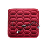 Car USB Seat Heater Cushion Warmer Cover Winter Heated Warm Mat, Style: Square (Red)