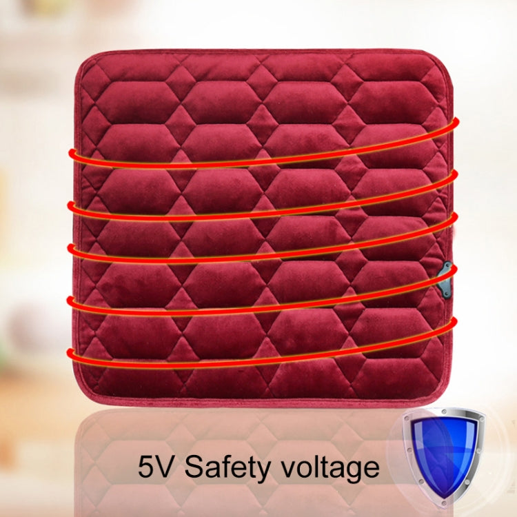 Car USB Seat Heater Cushion Warmer Cover Winter Heated Warm Mat, Style: Square (Red)
