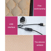 Car USB Seat Heater Cushion Warmer Cover Winter Heated Warm Mat, Style: Heart Shape (Black)