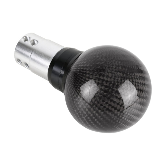 Universal Car Pressable Telescopic Carbon Fiber Gear Head Gear Shift Knob, Length: 9.5cm (Black)