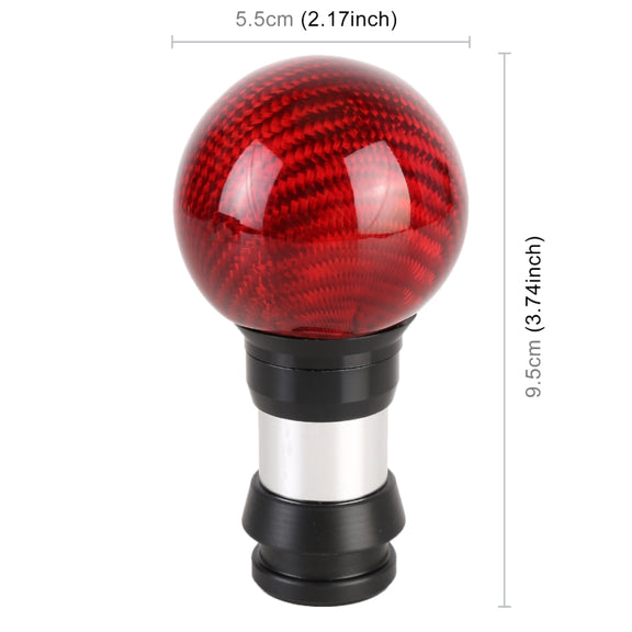 Universal Car Pressable Telescopic Carbon Fiber Gear Head Gear Shift Knob, Length: 9.5cm (Red)