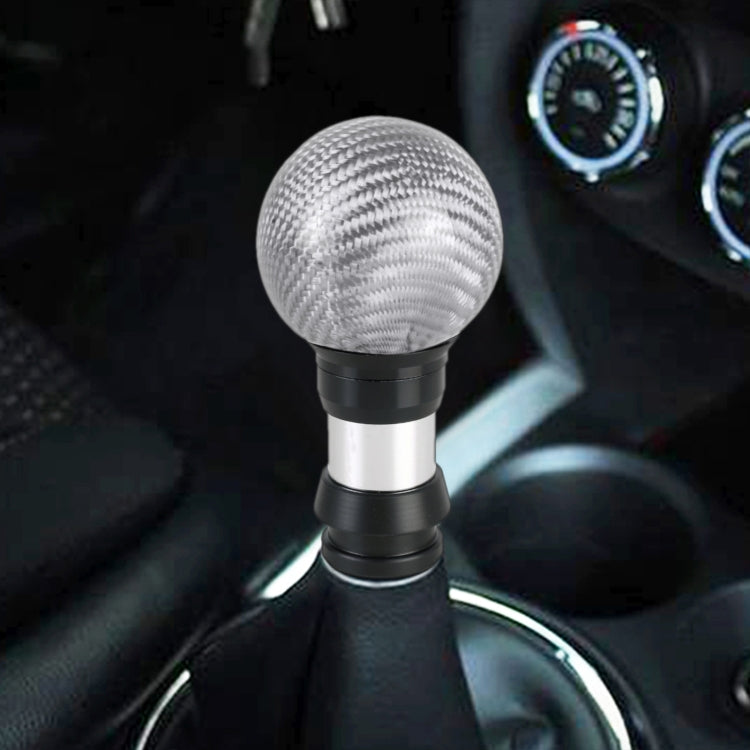 Universal Car Pressable Telescopic Carbon Fiber Gear Head Gear Shift Knob, Length: 9.5cm (Silver)