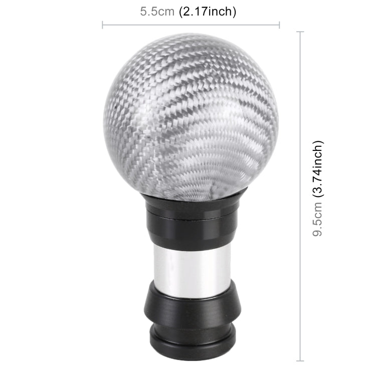 Universal Car Pressable Telescopic Carbon Fiber Gear Head Gear Shift Knob, Length: 9.5cm (Silver)