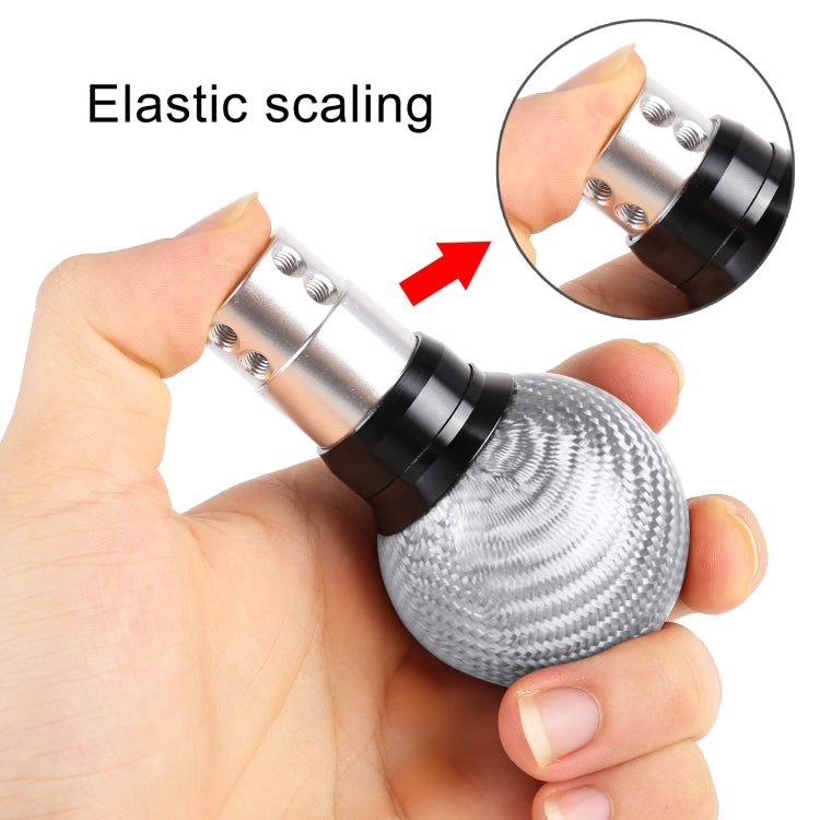 Universal Car Pressable Telescopic Carbon Fiber Gear Head Gear Shift Knob, Length: 9.5cm (Silver)