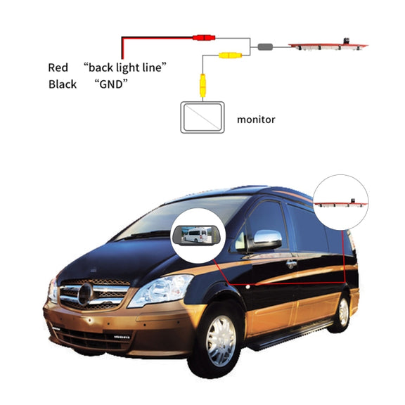 PZ468 Car Water-resistant 170 Degree Brake Light View Camera for Mercedes-Benz Vito 2016