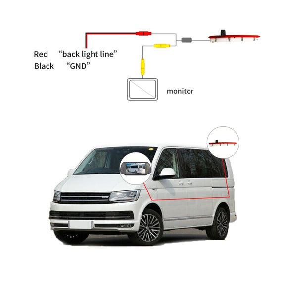 PZ473 Car Water-resistant 170 Degree Brake Light View Camera for Volkswagen T6 Single Door