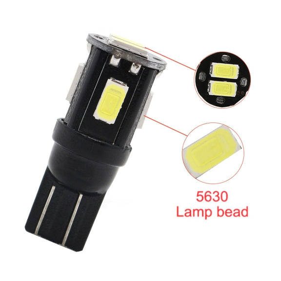 10 PCS T10 DC12V / 1.5W / 6000K / 80LM Car Decoding LED Clearance Lights with 6LEDs SMD-5630 Lamp Beads
