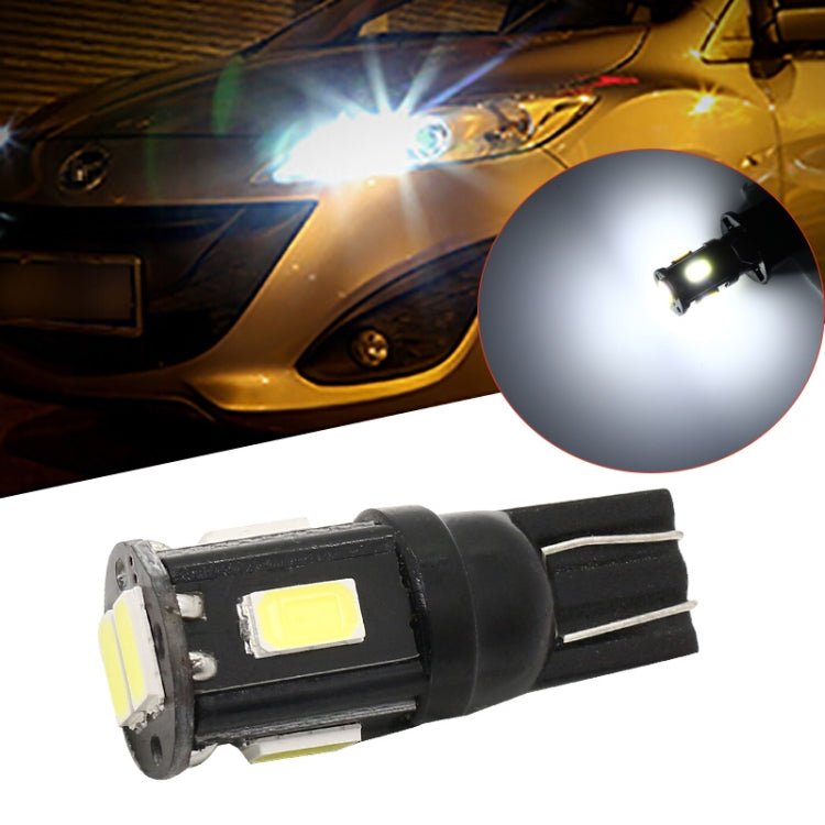10 PCS T10 DC12V / 1.5W / 6000K / 80LM Car Decoding LED Clearance Lights with 6LEDs SMD-5630 Lamp Beads