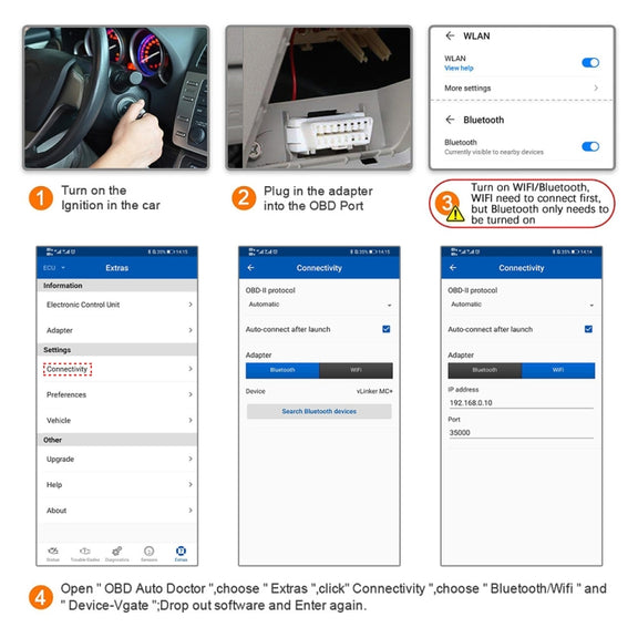 Vgate VLINKER MC+ V2.2 Bluetooth 4.0 Car OBD Fault Diagnosis Detector