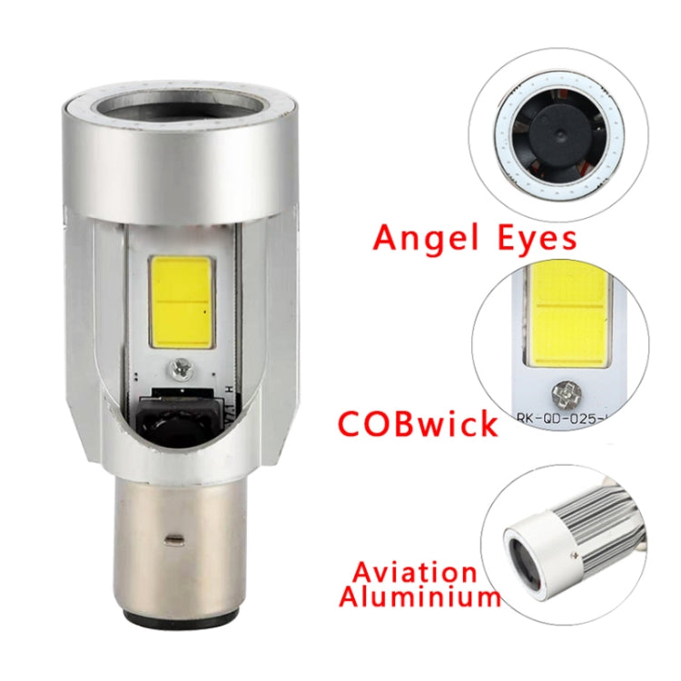 BA20D DC12-80V / 20W / 6000K / 2000LM Motorcycle Headlight with Angel Eyes (Blue)