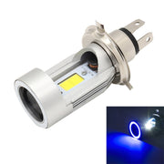 H4 DC12-80V / 20W / 6000K / 2000LM Motorcycle Headlight with Angel Eyes (Blue)